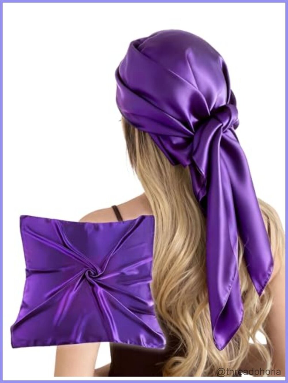 Large Satin Scarf Solid Color Silk Feel Square Wrap Hair Bandana 35"